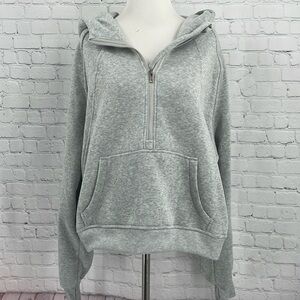 Athletic Fuzzy Soft Grey Cropped Hoodie Oversized XXL